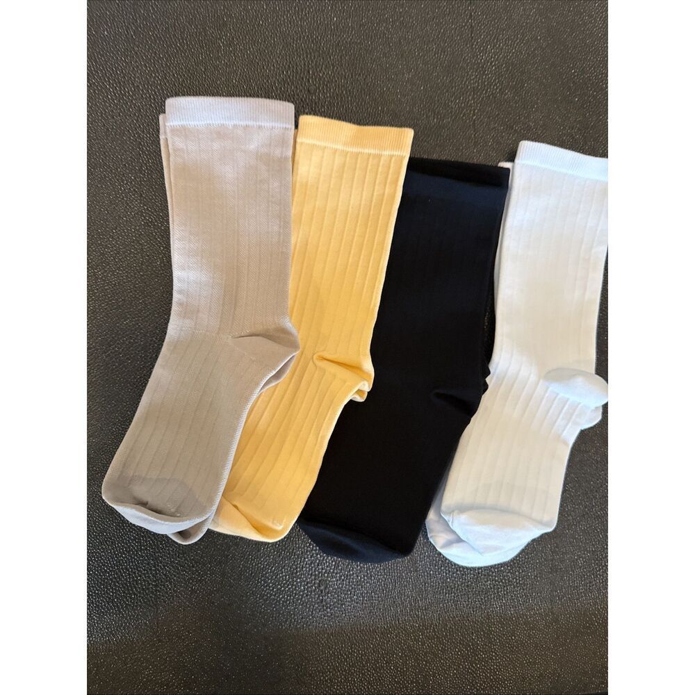 Ribbed Compression Crew Socks 4 Pack Multi Color Women’s Size Small